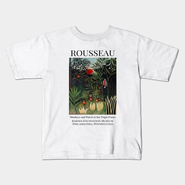 Henri Rousseau Monkeys and Parrot in the Virgin Forest Kids T-Shirt by SybaDesign